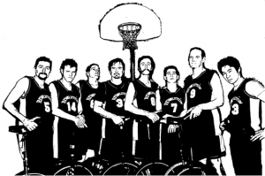 berkeley unicycle basketball Team-posterized